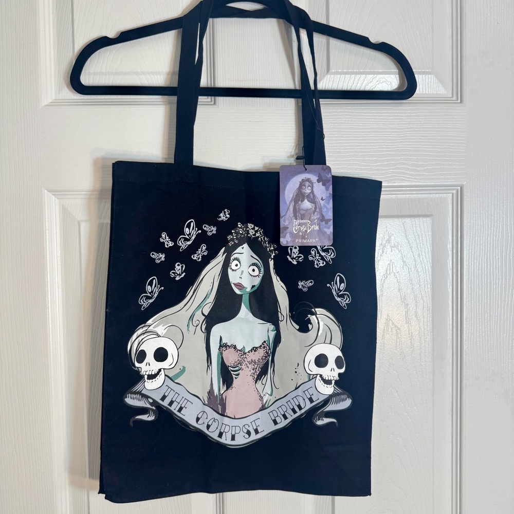 NWT. Primark The Corpse Bride canvas bag. It features a large graphic of Emily